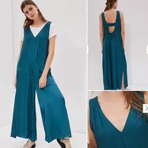 Anthropologie Juniper Wide Leg Jumpsuit XS Teal Open Back